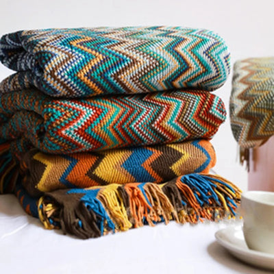 Boho Bed Plaid Blanket Geometry Aztec