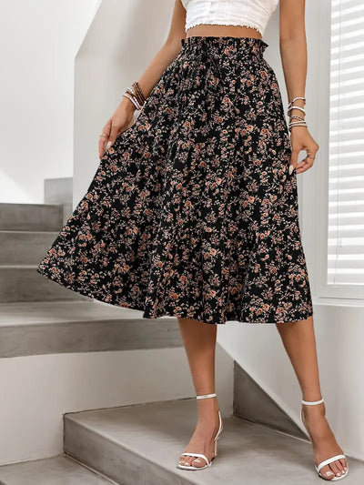 Bohemian Retro Floral High-Waist Skirt