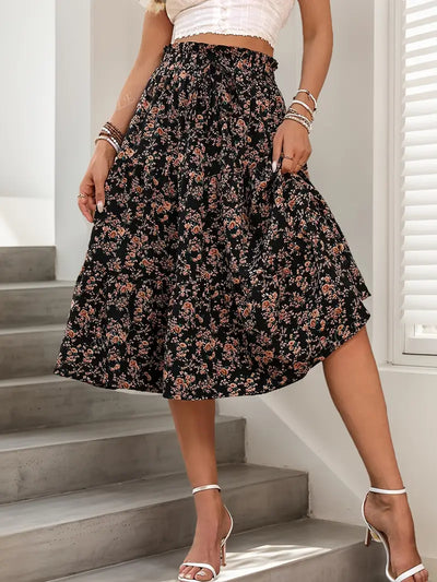 Bohemian Retro Floral High-Waist Skirt