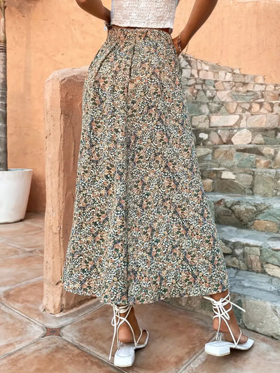 Bohemian Retro Floral High-Waist Skirt