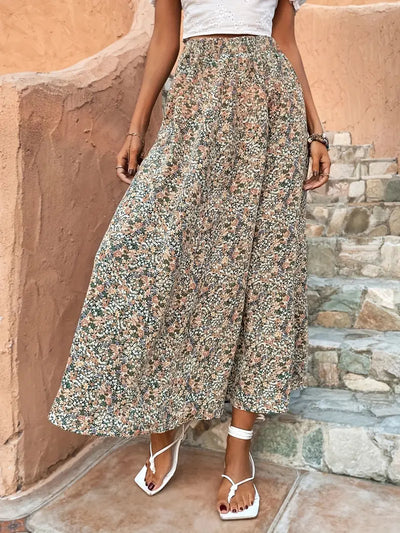 Bohemian Retro Floral High-Waist Skirt