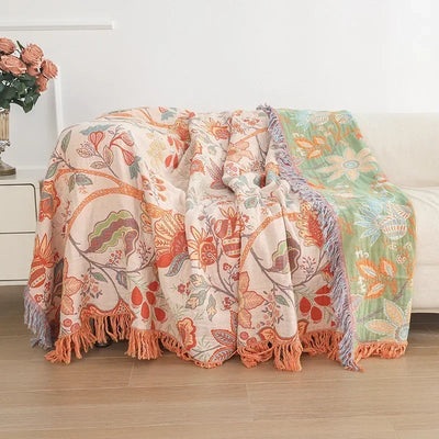 Rustic Floral Boho Throw Blanket (Nordic)