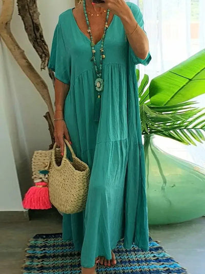 VogueLane™ Elegant V-Neck Maxi Dress