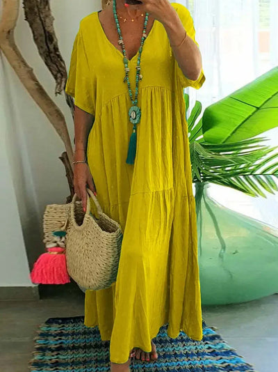 VogueLane™ Elegant V-Neck Maxi Dress
