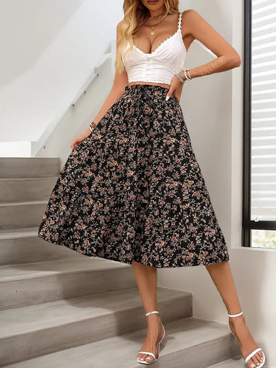 Bohemian Retro Floral High-Waist Skirt
