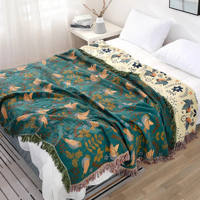 Rustic Floral Boho Throw Blanket (Nordic)