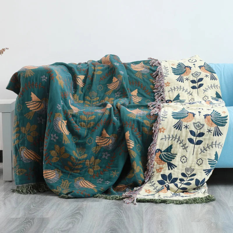 Rustic Floral Boho Throw Blanket (Nordic)