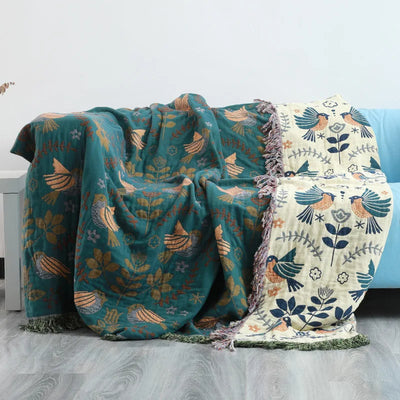 Rustic Floral Boho Throw Blanket (Nordic)