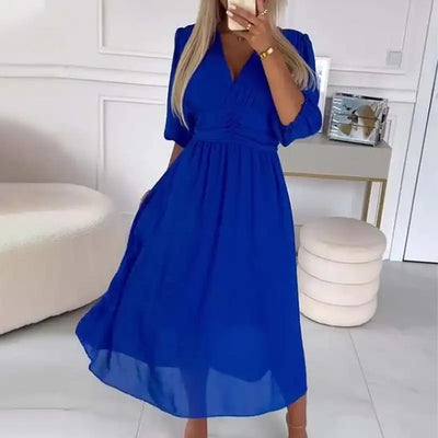 Elegant V-Neck Chiffon Wrap Dress