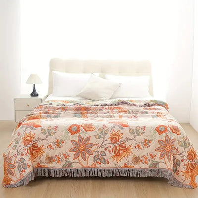 Rustic Floral Boho Throw Blanket (Nordic)
