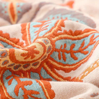 Rustic Floral Boho Throw Blanket (Nordic)