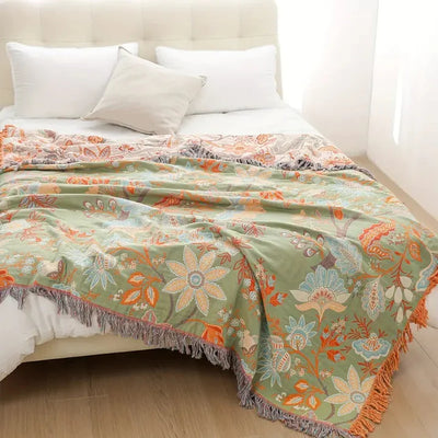 Rustic Floral Boho Throw Blanket (Nordic)