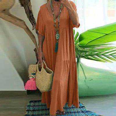VogueLane™ Elegant V-Neck Maxi Dress