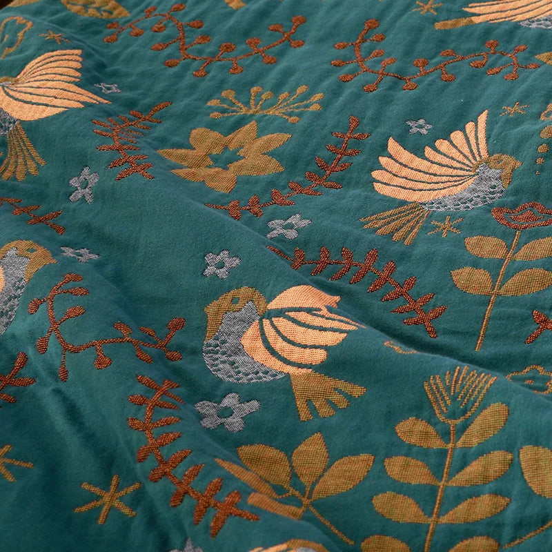 Rustic Floral Boho Throw Blanket (Nordic)